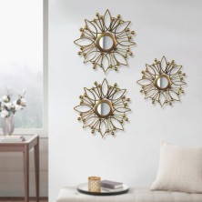 Metal Wall Art with Mirror for living room and Home Decorations