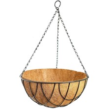 10 Inch Metal Hanging Basket with Chain and Coco Liner, Designer Hanging Basket for Indoor and Outdoor