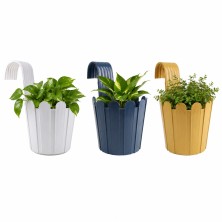 Modern Colorful Railing Plastic Hanging Planter Set for Balcony