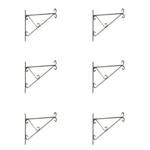 GARDEN DECO Elegant Wall Bracket for Hanging Baskets and Bird Feeders & Wind Chimes (Set of 6)