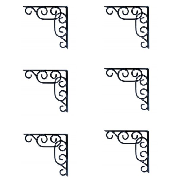 GARDEN DECO Handcrafted Wall Bracket for Hanging Baskets (Set of 6)