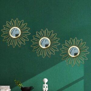 GARDEN DECO Metal wall art with mirror (Set of 3 Pcs) 6set/box