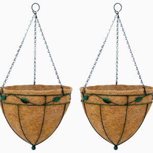 GARDEN DECO 10 INCH TEAR DROP LEAF HANGING BASKET (Set of 2)