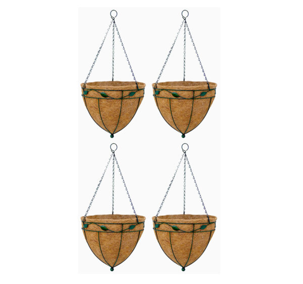 GARDEN DECO 10 INCH TEAR DROP LEAF HANGING BASKET (Set of 4)