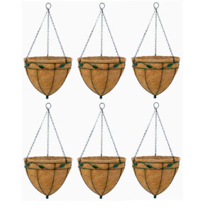 GARDEN DECO 10 INCH TEAR DROP LEAF HANGING BASKET (Set of 6)