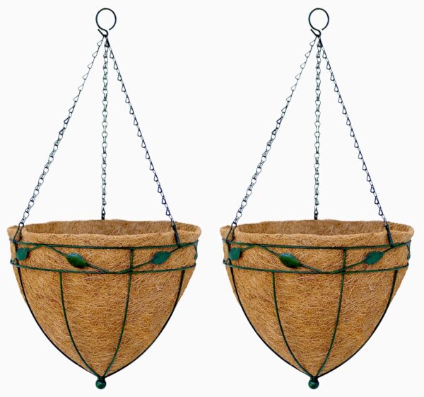 GARDEN DECO 10 INCH TEAR DROP LEAF HANGING BASKET (Set of 2)