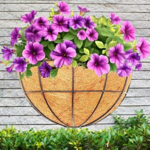 GARDEN DECO 12 Inch Metal wall Basket with Coco Liner (Set of 2)