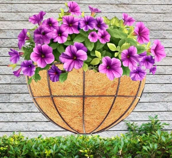 GARDEN DECO 12 Inch Metal wall Basket with Coco Liner (Set of 2)