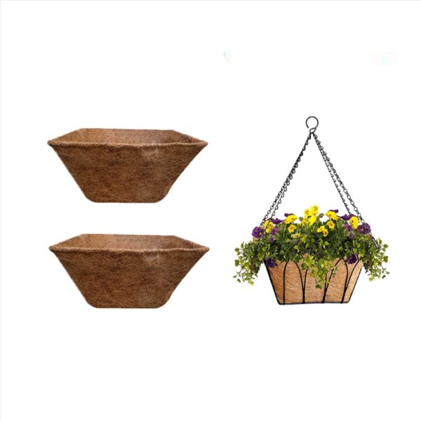 GARDEN DECO Coir Liner for 14 Inch Square Hanging Basket (Set of 2 Pcs)