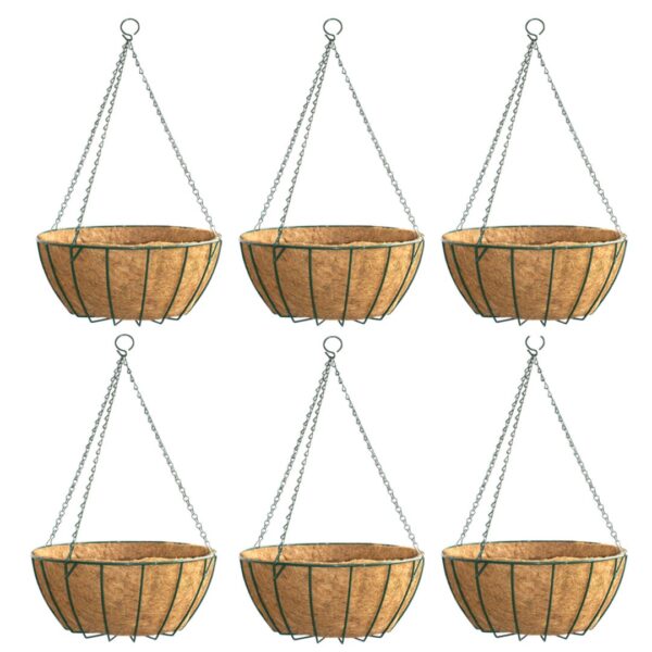 GARDEN DECO 12 Inch Coir Hanging Basket for Home Garden (Set of 6 Pcs)