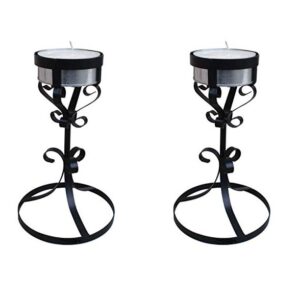 GARDEN DECO Candle with Holder for Home Decoration (Black, set of 2 Pcs)