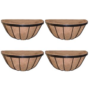 GARDEN DECO 16 Inch Wall Basket (Black, Set of 4 PCs)