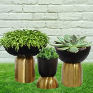 GARDEN DECO Brass Indoor Plant Pots (Combo of 3)