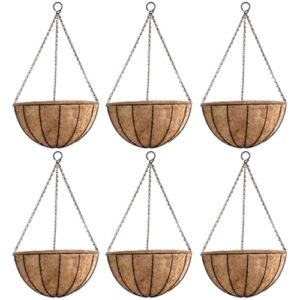 GARDEN DECO 12 Inch Coir Hanging Basket for Home Garden (Set of 6 Pcs)