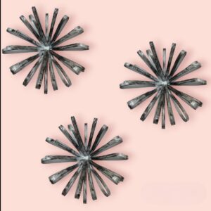 GARDEN DECO Metal Grey flower wall art (Set of 3 Pcs)