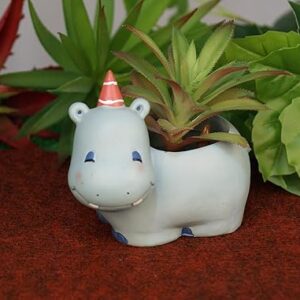 Hippo resin pot for table decor