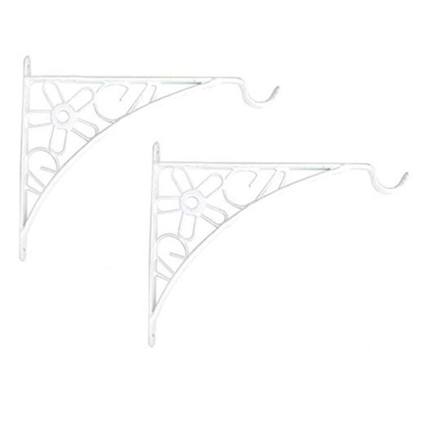 GARDEN DECO 12 Inch Metal Wall Bracket for Hanging Baskets (Set of 2)