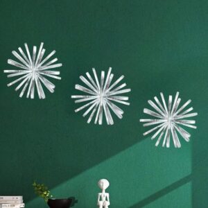 GARDEN DECO Metal White flower wall art (Set of 3 Pcs)