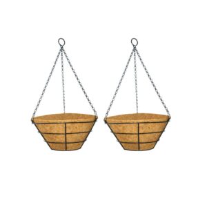 GARDEN DECO 10 Inch Flat Hanging Basket (Set of 2 Pcs)