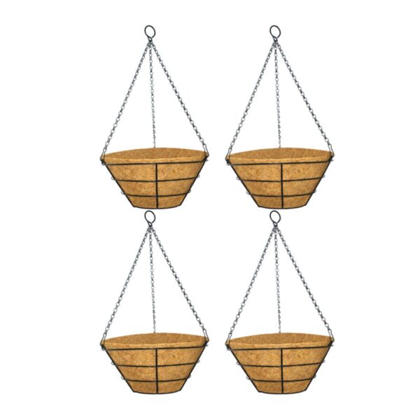 GARDEN DECO 10 Inch Flat Hanging Basket (Set of 4 Pcs)