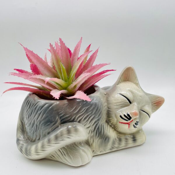 GARDEN DECO Cute Cat Ceramic Pot (Set of 1 PC)