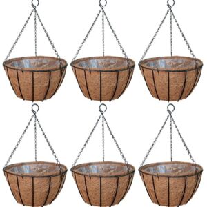 GARDEN DECO 12 Inch Grower Basket (Black, Set of 6 Pcs)