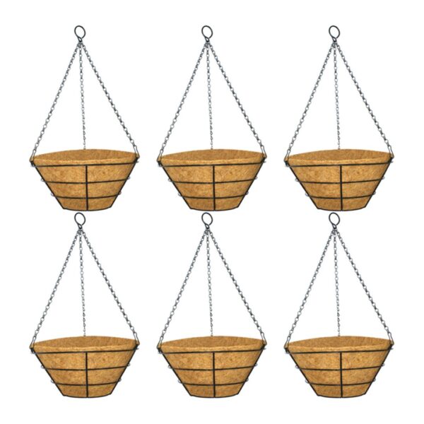 GARDEN DECO 10 Inch Flat Hanging Basket (Set of 6 Pcs)