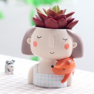 GARDEN DECO Cute Girl Resin Pot for Home & Office Decoration (1 PC)