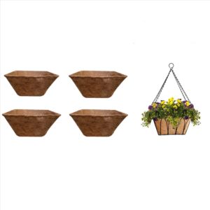 GARDEN DECO Coir Liner for 14 Inch Square Hanging Basket (Set of 4 Pcs)