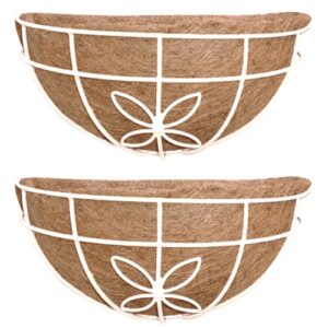 GARDEN DECO 12 Inch Flower Design Wall Basket (Set of 2 Pcs)