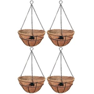 GARDEN DECO 12 Inch Leaf Design Basket (Black, Set of 4 Pcs)