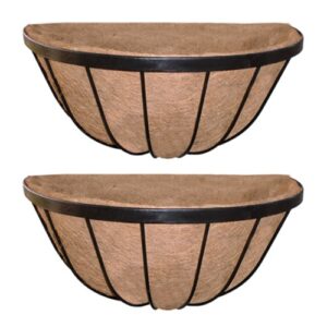 GARDEN DECO 16 Inch Wall Basket (Black, Set of 2 PCs)