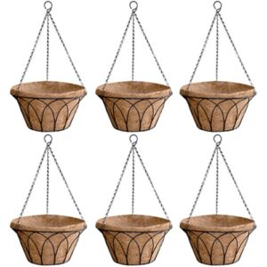 GARDEN DECO 14 Inch Designer Coir Hanging Basket (Set of 6 Pcs)