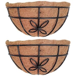 GARDEN DECO 12 Inch Flower Design Wall Basket (Set of 2 Pcs)