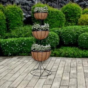 GARDEN DECO Three Tier Flower Fountain (Set of 1 Pc)