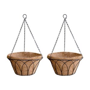 GARDEN DECO 14 Inch Designer Coir Hanging Basket (Set of 2 Pcs)