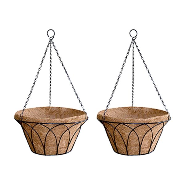 GARDEN DECO 14 Inch Designer Coir Hanging Basket (Set of 2 Pcs)