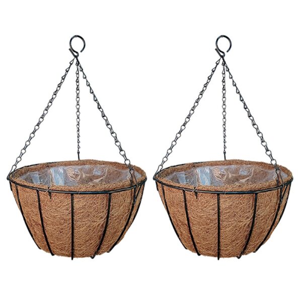 GARDEN DECO 12 Inch Grower Basket (Black, Set of 2 Pcs)