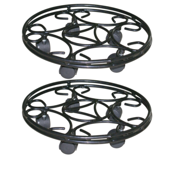 GARDEN DECO 14 INCH Pot Stand with Wheels (Set of 2 Pcs)