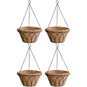 GARDEN DECO 14 Inch Designer Coir Hanging Basket (Set of 4 Pcs)