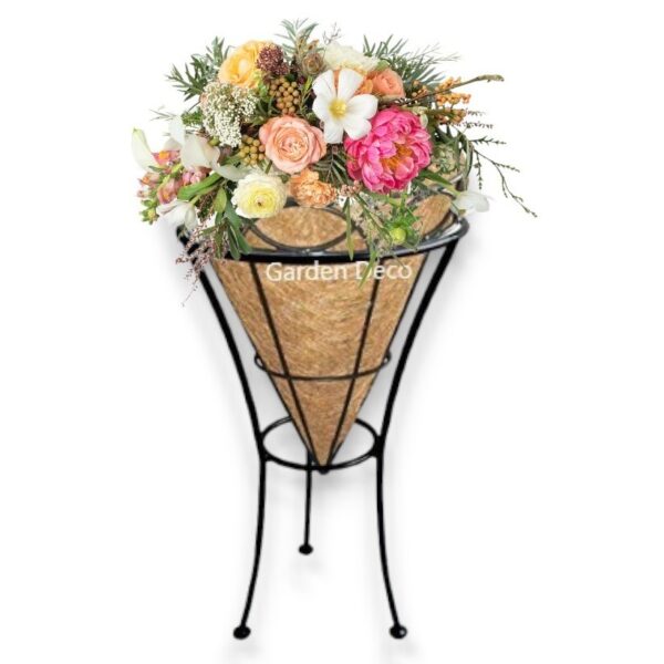 GARDEN DECO Pot Stand with Cone Basket for Home Decoration (Set of 1 PC)