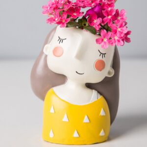 GARDEN DECO Cute Girl Resin Pot for Home & Office Décor (1 PC)