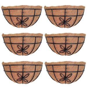 GARDEN DECO 12 Inch Flower Design Wall Basket (Set of 6 Pcs)