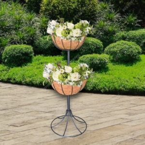 GARDEN DECO Two Tier Flower Fountain (Set of 1 Pc)