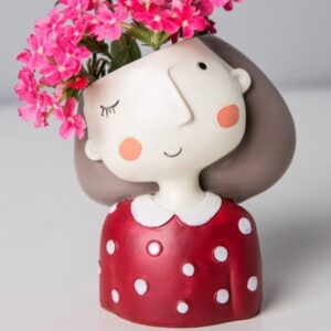 GARDEN DECO Cute Girl Resin Pot for Home & Office Décor