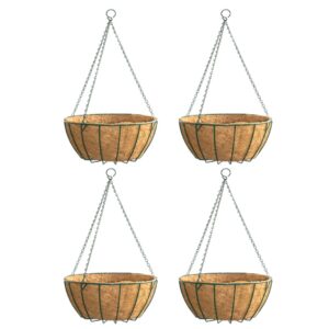 GARDEN DECO 12 Inch Coir Hanging Basket for Home Garden (Set of 4 Pcs)