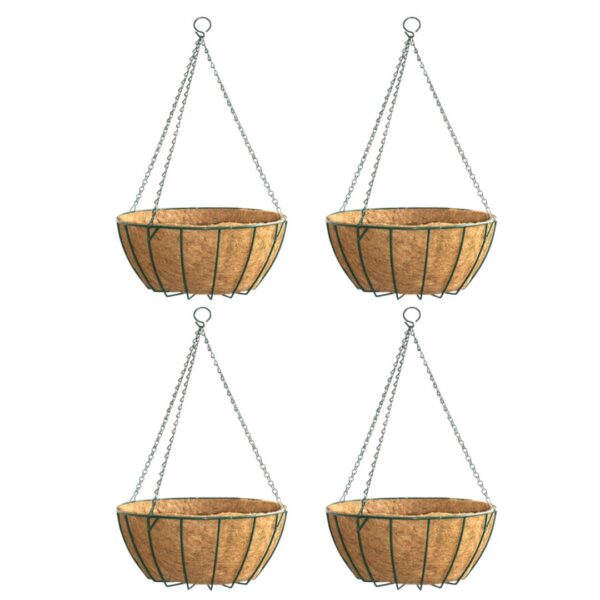 GARDEN DECO 12 Inch Coir Hanging Basket for Home Garden (Set of 4 Pcs)