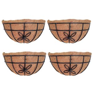 GARDEN DECO 12 Inch Flower Design Wall Basket (Set of 4 Pcs)