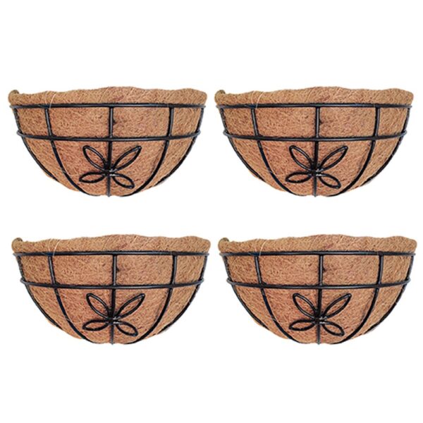 GARDEN DECO 12 Inch Flower Design Wall Basket (Set of 4 Pcs)