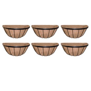 GARDEN DECO 16 Inch Wall Basket (Black, Set of 6 PCs)